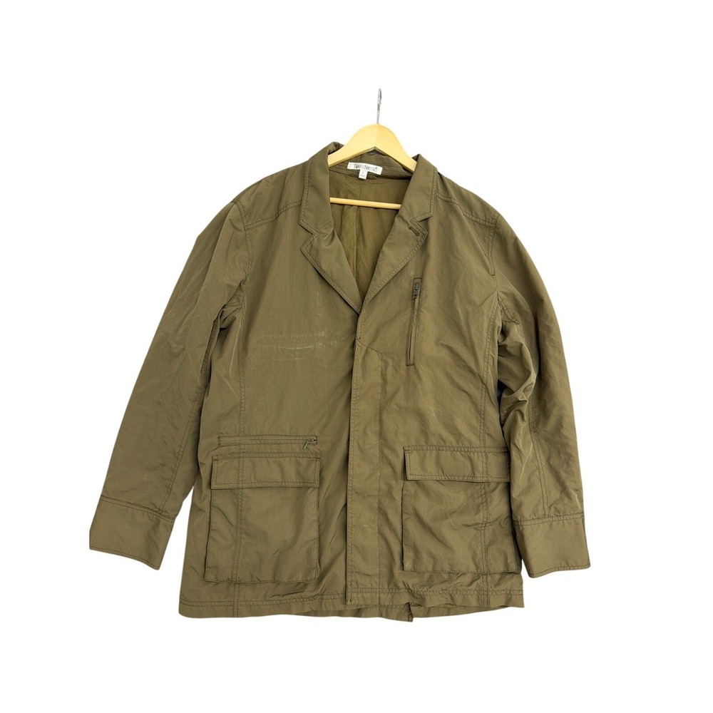 TravelSmith Mens Olive Green Utility Field Jacket Large Lightweight Travel Coat